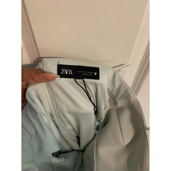 Bloggers Fave Zara Bow Dress, Size S Light Blue Green Sage - Picture 11 of 11